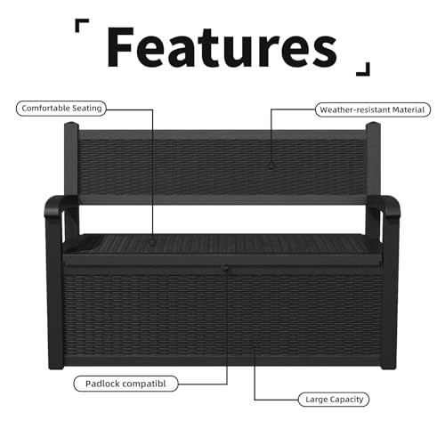 80 Gallon Outdoor Storage Bench Lockable Deck Box Outdoor Storage Box Waterproof for Patio