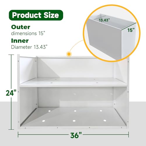 Metal Rectangular Planter 36" L x 15" W x 24" H Tall Heavy Metal Planter