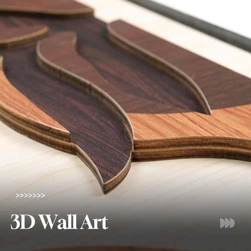 Framed Wood 3D Boho Tropical Botanical Wall Decor Art Bedroom (3 Count)