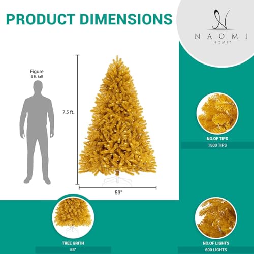 7.5ft Gold Christmas Tree with Lights