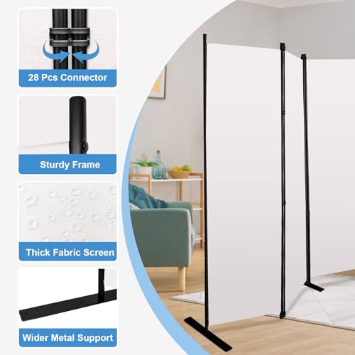8 Panels White Room Divider Portable Privacy Screen 160" W X 72" H