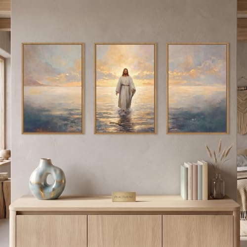 Large Jesus Christian Framed Canvas Wall Art Set