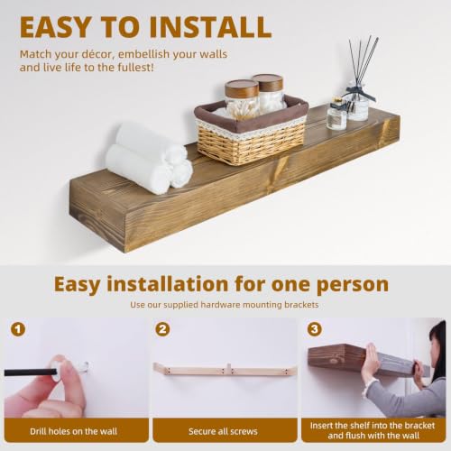 Floating Shelves 3 inch Thick for Wall Set of 2 (2 Count)