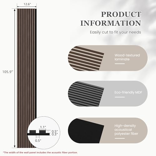 2 Pack 105.9" x 12.6" x 0.8" Acoustic Wall Panels Sound Absorbing (2 Count)