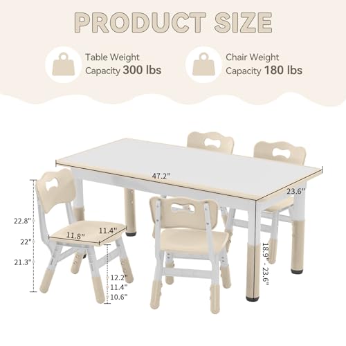 Kids Study Table and Chairs Set (5 Count)