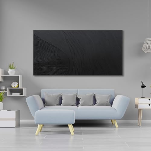 Canvas Wall Art Decor Modern Textured Wall Art Decor Canvas Art Wall Decor Black Silence Wall Painting Decorations Artwork Wall Art Prints for Room Living Room Bedroom Office Decor 24"X48"
