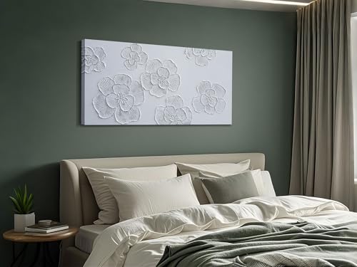 Flower Canvas Wall Art Hand Painted Framed Living Room Bedroom Decor