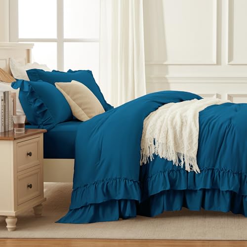 Teal Ruffle California King Comforter Set