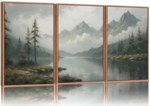Large Green Forest Framed Canvas Wall Art Set (3 Count)