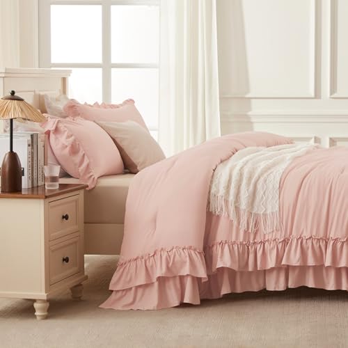 Blush Ruffle Full Size Comforter Set