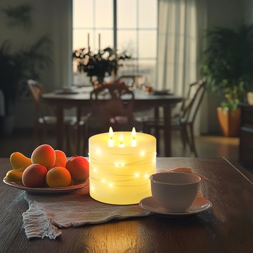 3 Wick Extra Large Flameless Candles with Timer Remote