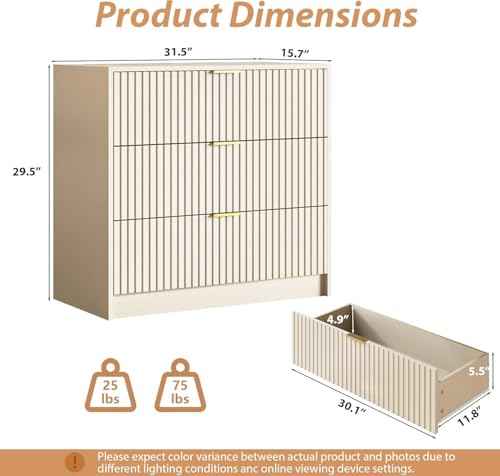 3 Drawer Nightstand Set of 2