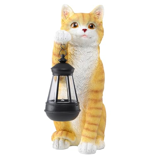Solar Cat Garden Statue