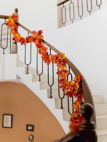 6PCS Yellow Red Fall Maple Leaves Garland (33.6 Foot)