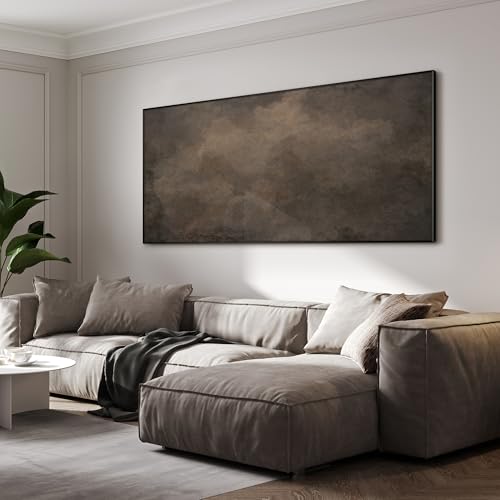36"x72" Extra Large Framed Wall Art Neutral Cloudy Abstract Illustration