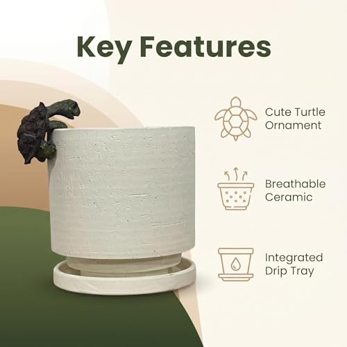 Ceramic Plant Pot with Resin Figure