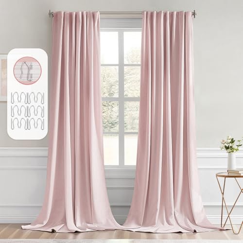 Light Pink Back Tab Blackout Curtains 52x96 Inch Long 2 Panels Set (2 Count)