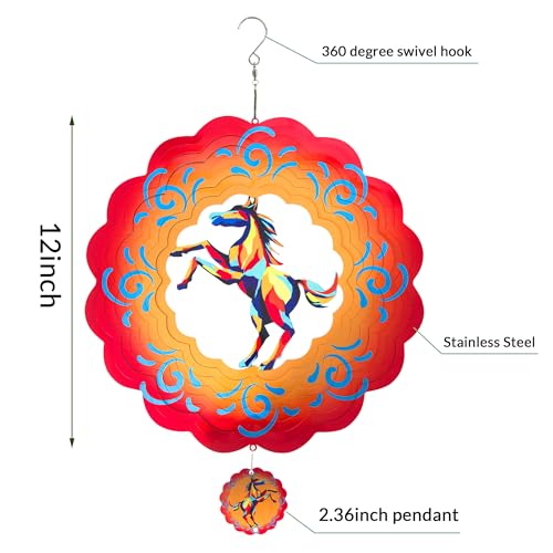 12 inch Horse 3D Stainless Steel Wind Spinners