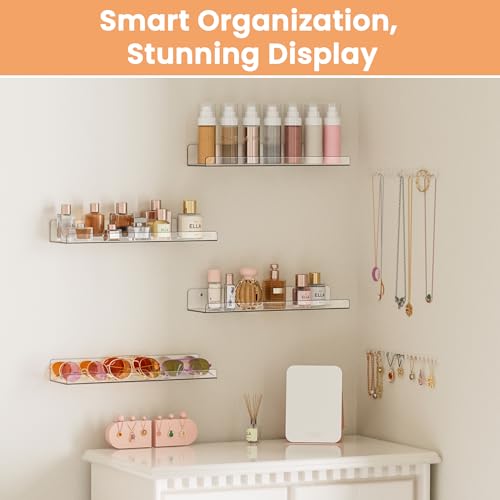 4 Pcs 15" Acrylic Shelves for Wall Storage and Organizer (4 Count)