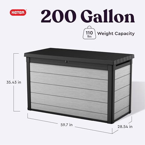 Denali 200 Gallon Resin Large Deck Box with Double Wall 20mm Panels