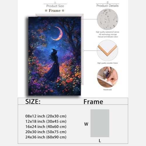 Vintage Halloween Witch Decor Mystic Gothic Wall Art Poster