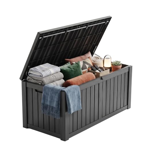 200 Gallon Deck Box Lockable Waterproof UV Resistant Black