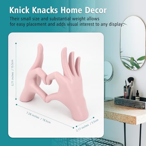 Pink Heart Hands Sculpture Decor