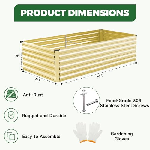 8x4x2ft Outdoor Metal Raised Garden Bed