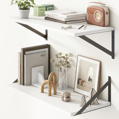 Deep White Floating Shelves for Wall (2 Count)