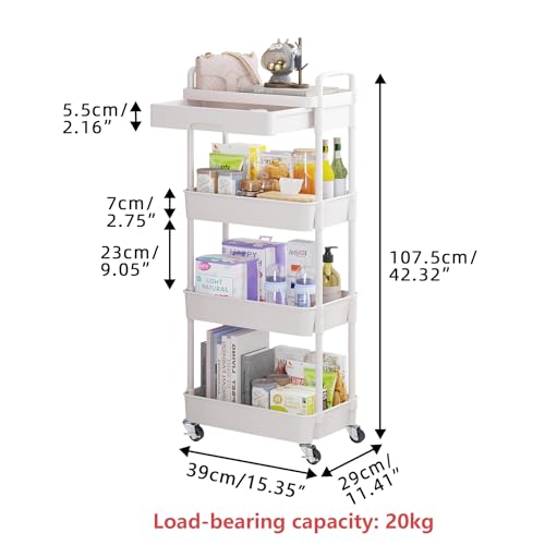 4 Tier Utility Cart with Drawer & Wheels
