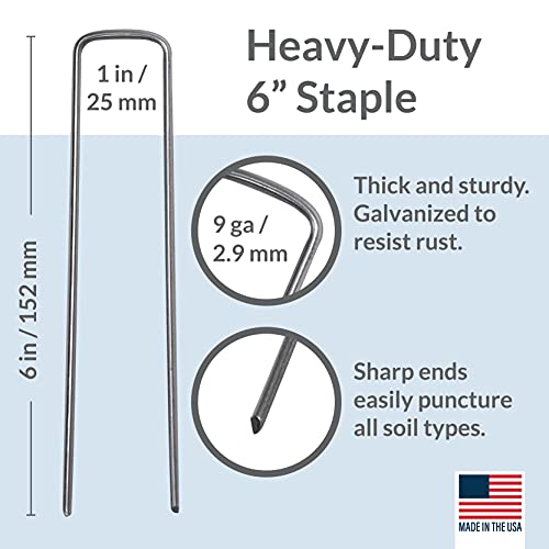 Garden Stakes 6 Inch 9 Gauge Galvanized Steel Landscape Staples