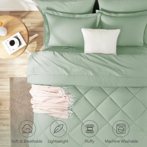 King Comforter Set 102"x90" Sage Green