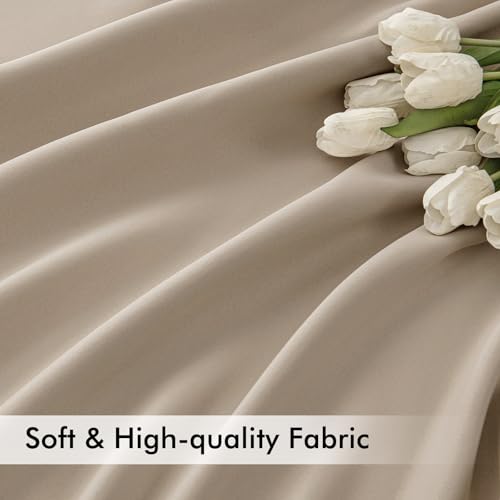 Taupe Back Tab Blackout Curtains 52x90 Inch Long 2 Panels Set (2 Count)
