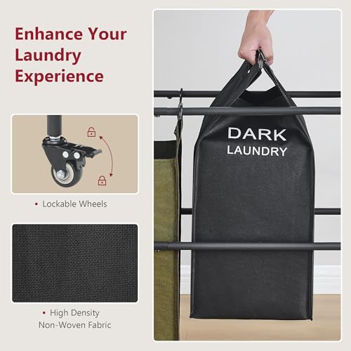 Laundry Sorter Cart with Hanging Clothes Rack
