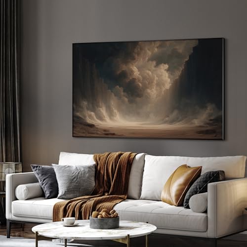 36"x60" Extra Large Framed Wall Art Dramatic Canyon Storm Cloudscape Illustration for Home Living Room Bedroom Decor