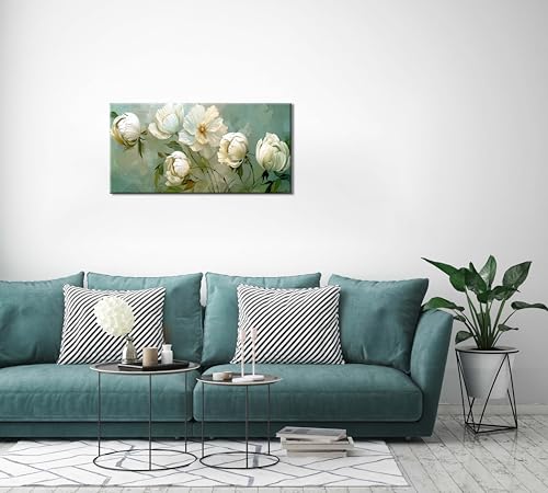 Blooming White Flowers Plants Wall Art Decor Artwork for Bedroom