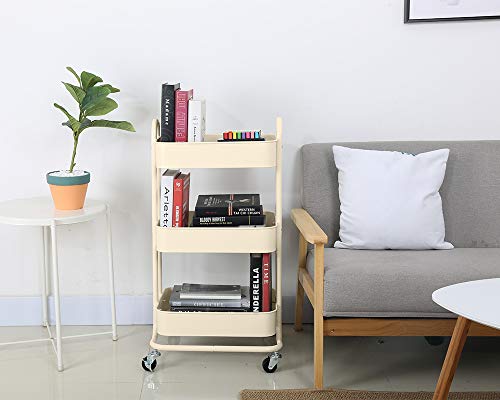 3 Tier Metal Mesh Utility Rolling Cart Storage Organization Cart with Wheels (3 Count)