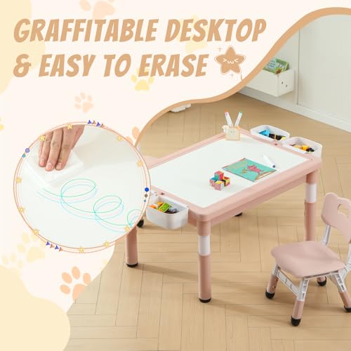 Multi Functional Kids Table and 2 Chairs Set (3 Count)