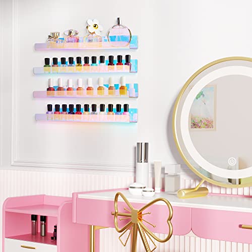 4 Pcs 15" Iridescent Acrylic Shelves for Wall Decor and Display (4 Count)