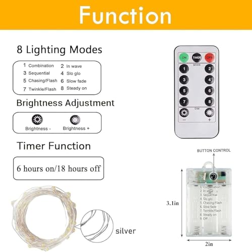 3 PK 78FT 240LED Fairy Lights Battery Operated with Timer Remote Warm White (3 Count)