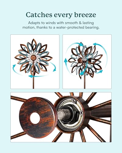 Yard Garden Wind Spinners with Solar Lights