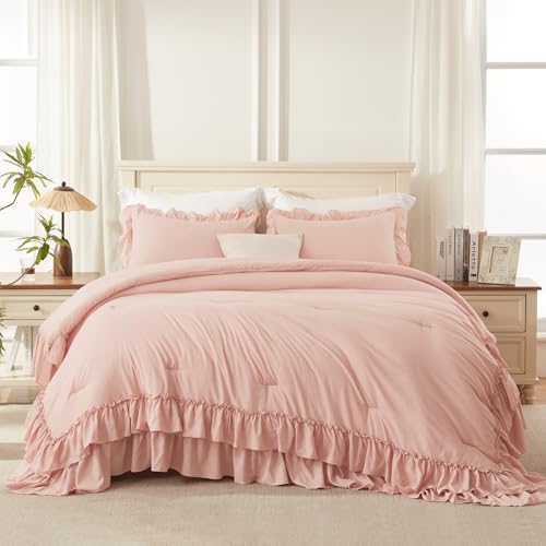 Blush Ruffle Comforter Set Queen Size