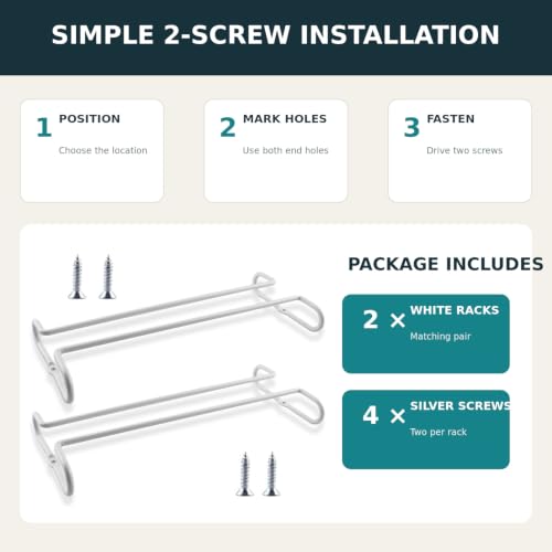 2 Pack 10.3 Inch Under Cabinet Hanging Wine Glass Racks (2 Count)