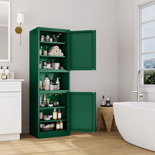 Tall Narrow Storage Cabinet 66.93" H Tall Bathroom Cabinet Metal Pantry Cabinets