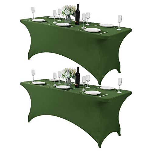 2Pack Spandex Table Cover for 6Ft or 4fT or 8ft Table Universal Fitted Stretch Tablecloth for Party