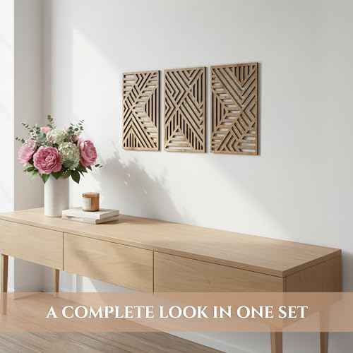 Modern Wooden Wall Sculptures (3 Count)