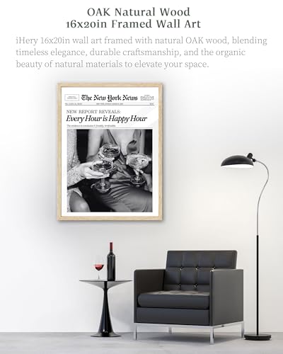 16x20in Every Hour Is Happy Hour Framed Newspaper Wall Art