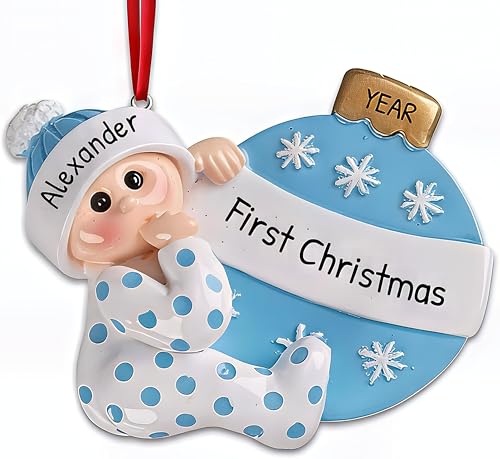 3D Personalized Babys First Christmas Ornament 2026 Boy