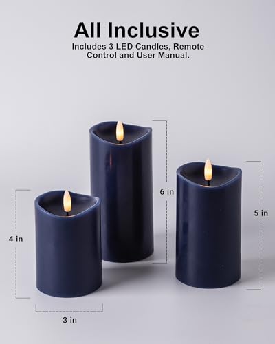 Navy Blue Flameless Candles (3 Count)
