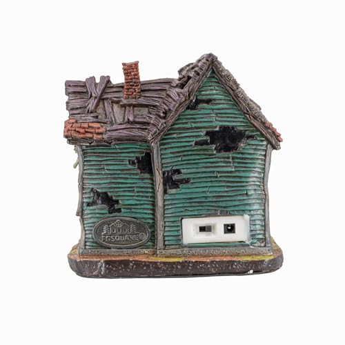Flesh Eater's Refuge Zombie Theme Spooky Halloween Village Porcelain Colorful LED Lights and Music 7" x 5" x 6.75"